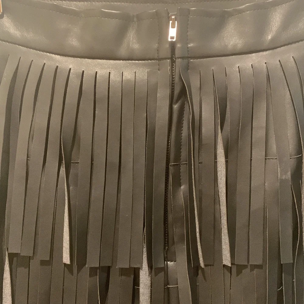Fringe Black Mini Skirt - Picture 5 of 6